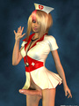 Sexy blond 3D shemale as a nurse - Picture 1