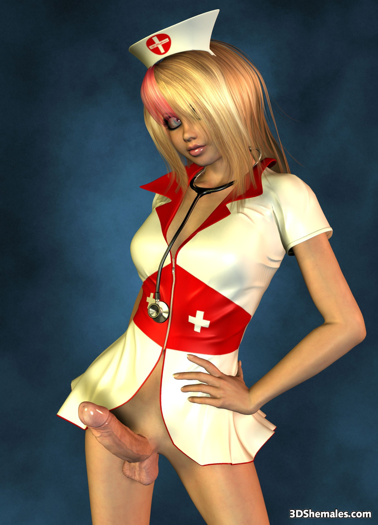 Sexy blond 3D shemale as a nurse - Cartoon Porn Pictures - Picture 2