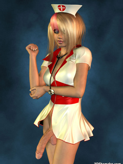 Sexy blond 3D shemale as a nurse - Cartoon Porn Pictures - Picture 4