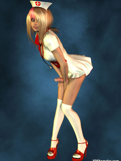 Sexy blond 3D shemale as a nurse - Cartoon Porn Pictures - Picture 5