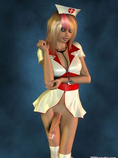 Sexy blond 3D shemale as a nurse - Cartoon Porn Pictures - Picture 8