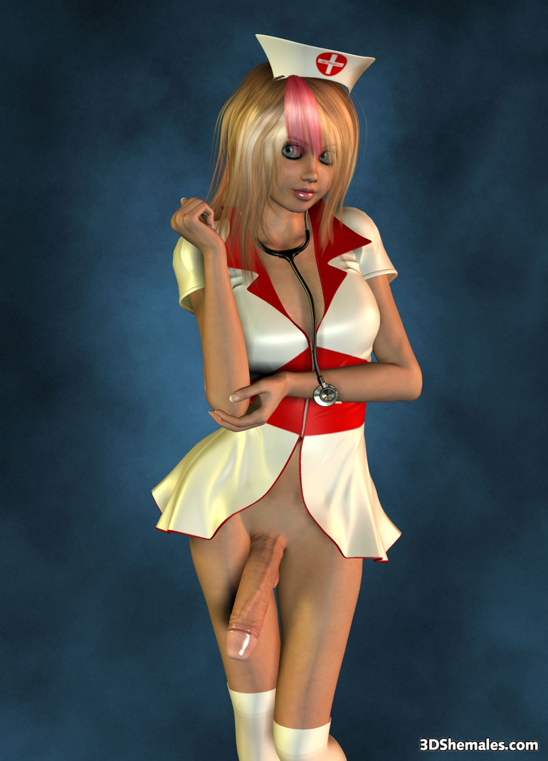 Sexy blond 3D shemale as a nurse - Cartoon Porn Pictures - Picture 8