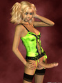 Teen blond 3D shemale in flurescent - Picture 1