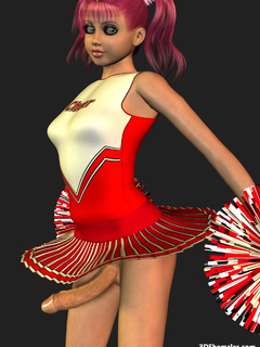 Sexy 3D cheerleader shemale dancing in dress - Cartoon Porn Pictures - Picture 3