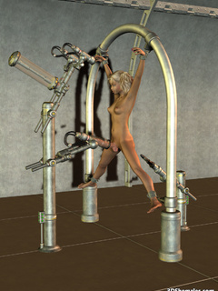 Naked blond 3D shemale ejaculates tied-up in a - Cartoon Porn Pictures - Picture 6