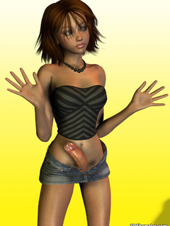 Brunette 3D shemale ready for the party - Cartoon Porn Pictures - Picture 5