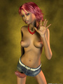 Topless redhead 3D shemale in miniskirt - Picture 7