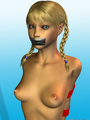 Naked blond 3D shemale with tied arms - Picture 2