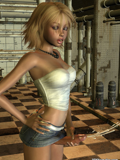 Blond 3D shemale babe wearing top, miniskirt - Cartoon Porn Pictures - Picture 4