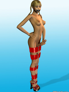 Naked blond 3D shemale with tied arms and legs - Cartoon Porn Pictures - Picture 8