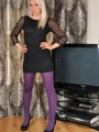 Sexy blondie in purple pantyhose - Picture 2