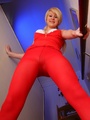 Pigtailed blonde teen in red pantyhose - Picture 5