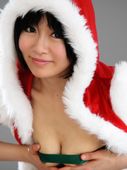 Xmas Asian babe looking sexy in red - Sexy Women in Lingerie - Picture 4
