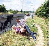 Old horny fellow nailing a cute blonde near a busy&hellip;