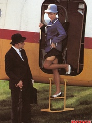 A retro flight attendant enjoys screwing - XXX Dessert - Picture 1