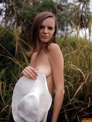 Busty retro brunette girl playing with - XXX Dessert - Picture 2
