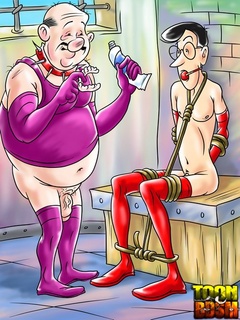 Old goat applies various sex tools to his - Cartoon Sex - Picture 1