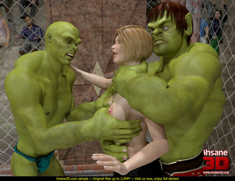 Blonde box referee serving two huge green - Cartoon Sex - Picture 2