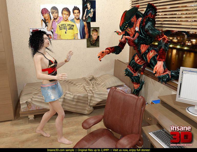 Terrible 3D alien is breaking into a house - Cartoon Sex - Picture 1