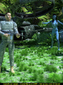 Striped blue female alien with a long - Picture 1