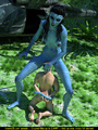 Striped blue female alien with a long - Picture 2