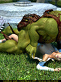 Huge muscular green 3D monster with a - Picture 3