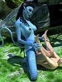 Blue-skinned busty monster Navi with a - Picture 2