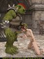 Horny green orc in armor handling - Picture 1
