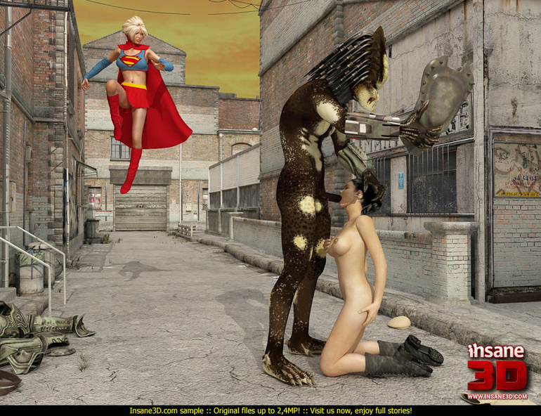 Ugly monster having fun with Supergirl and - Cartoon Sex - Picture 2