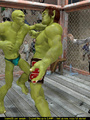 Two huge green lads fucking on the ring - Picture 1