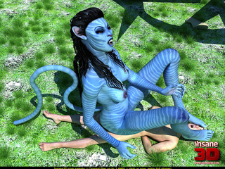 Big female blue striped creature with a tail - Cartoon Sex - Picture 3