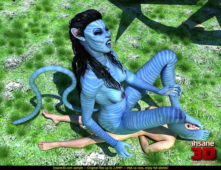 Big female blue striped creature with a tail - Cartoon Sex - Picture 3