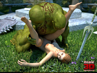 Huge green orc pounding hard brunette fairy - Cartoon Sex - Picture 4