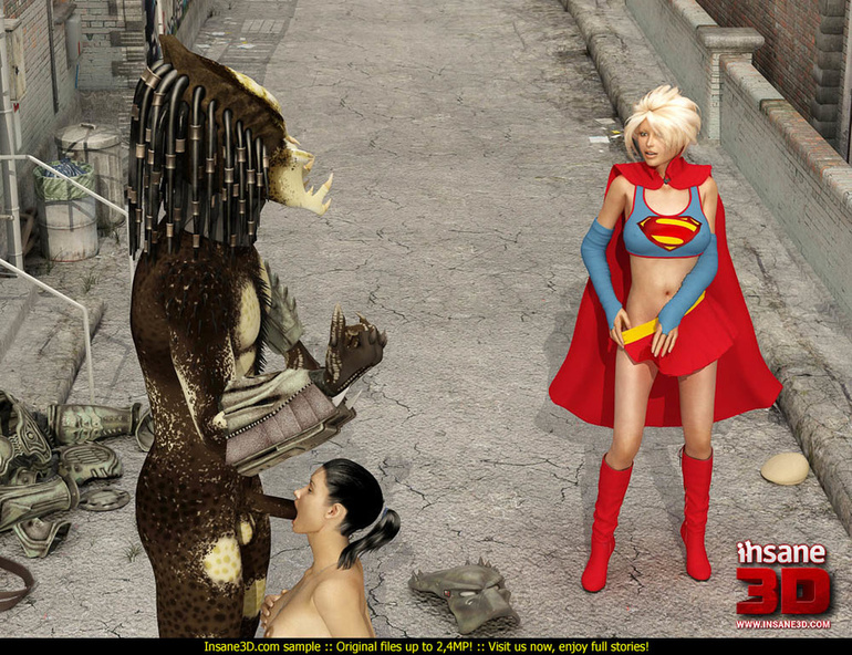 Super Girl sees alien predator fucking black - Cartoon Sex - Picture 2