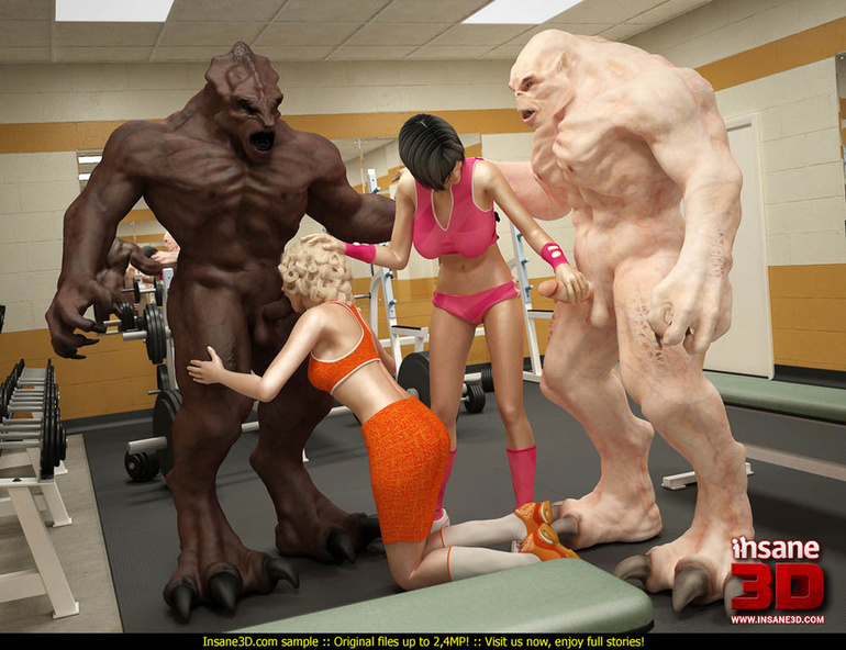 Big ugly white and black monsters in the gym - Cartoon Sex - Picture 2