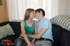 Perfect bird in a green shirt and jeans does some anal spoon action on