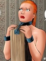 Ponytailed redhead in a collar enchained - Picture 2