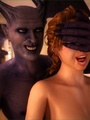 Slutty ginger girl riding demon's dick - Picture 1