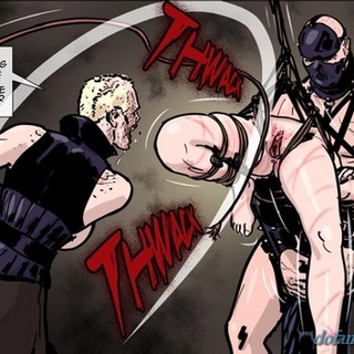 Masked leather-clad gimp raping a - BDSM Art Collection - Pic 1