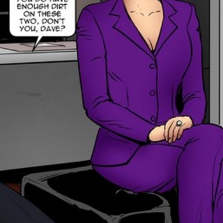 Sexy blonde in a purple pantsuit is - BDSM Art Collection - Pic 3