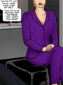 Sexy blonde in a purple pantsuit is seen - Picture 3