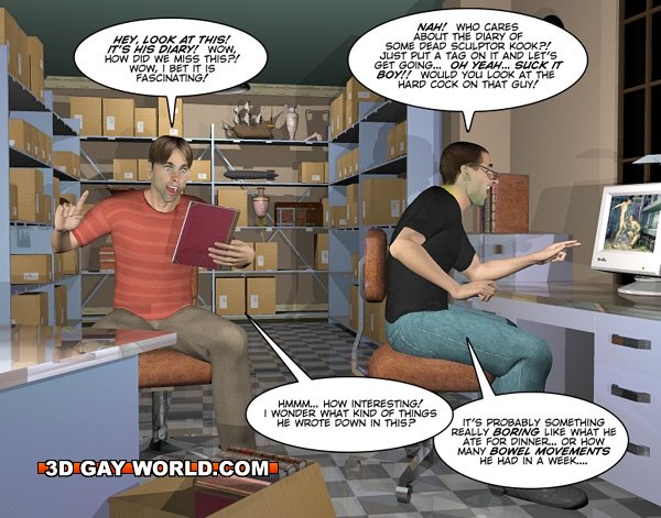 Adult cartoon of two gay dudes jerking off on a - Picture 1