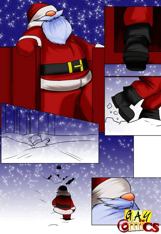 Gay Christmas Porn Cartoons - Gay Santa is banging his little elf in - Silver Cartoon - Picture 1