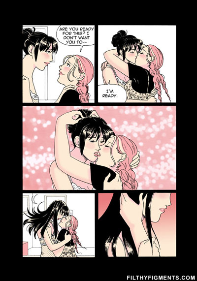 Pink haired cartoon beauty seducing her dark haired - Picture 3