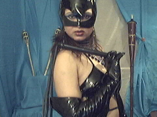 Naughty babe in leather suite playing with  - XXX Dessert - Picture 15