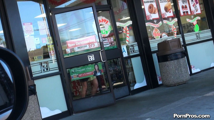While putting money on her bank account through special automat, someone picked up her dress in a violent nude in public manner! - XXXonXXX - Pic 5