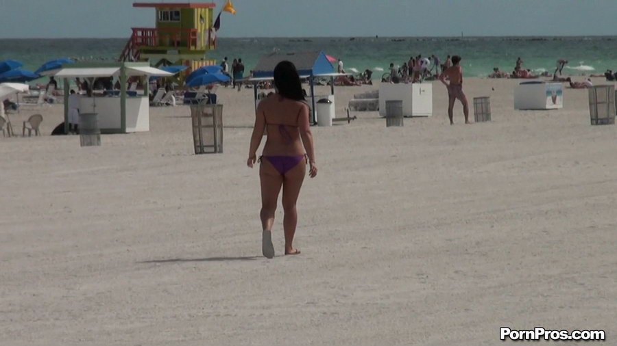 While on the beach, some public sex angel ripped her violet bra off her boobs - XXXonXXX - Pic 1