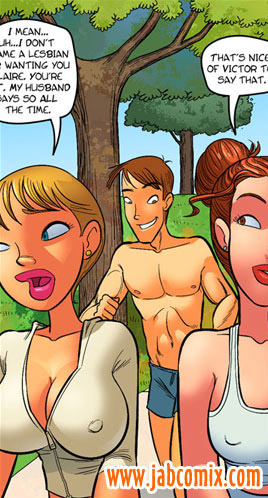 Sex hungry hunk following two naughty cartoon babes - Picture 1