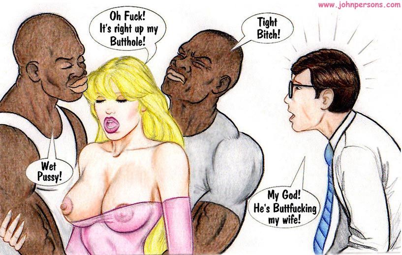 Cartoon Wife Fucking Black - Husband leaves blonde slut wife and she gets fucked in butt ...