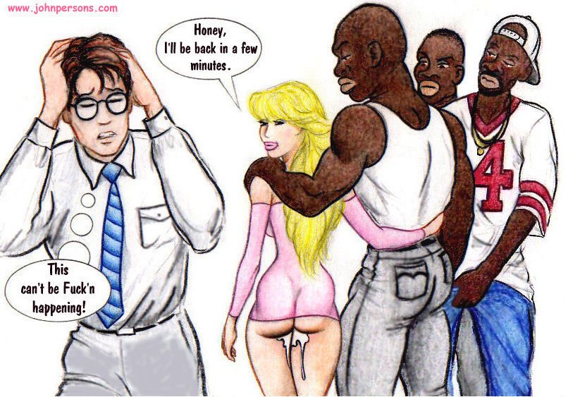 Cartoon Sex Porn Black Men - Guys wife sucks and gets fucked hard by naughty black men ...